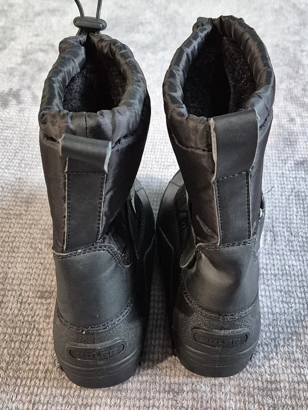 Polar Duck Boots Snow Lined Black Bungee Drawstring 36(US 5.5-6) Water Resistant